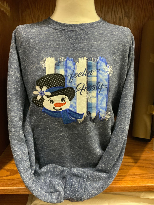 Snowman Feather Crew Sweatshirt  S-3X